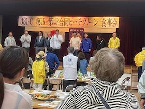 ７名参加で夏本番前に三本杉海水浴場をきれいに清掃し終了後、懇親会に参加
